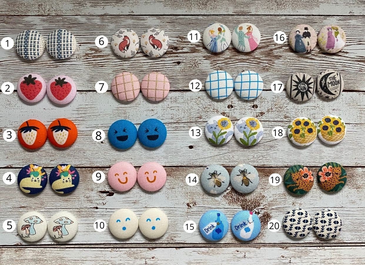 Fabric button best sale earrings