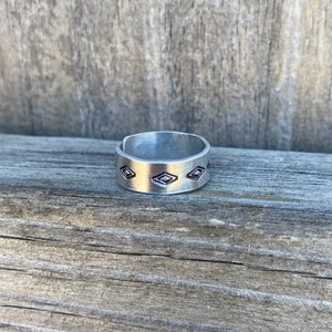 Diamond, Aztec, ring, stamped, western, hypoallergenic, adjustable, stacking ring, cowgirl, boho, cowgirl fashion