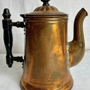 Vintage Italian Copper Coffee Pot | Rustic Kitchen Decor, 9" Tall
