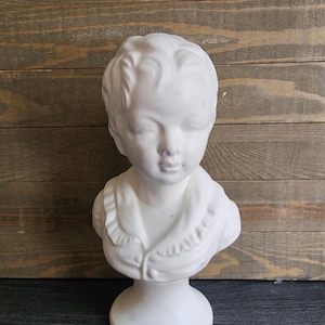 Vintage Chalkware Bust – Alexandre Brongniart by Houdon – White Plaster Statue – Classical French Art Sculpture
