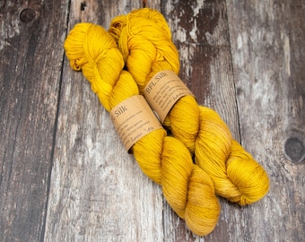 BFL Silk 4Ply Yarn - Pumpkin spice - British wool hand dyed