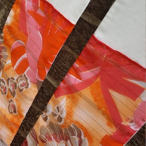 Ivory white clergy stole with upcycled vivid orange floral accent fabric for communion, weddings, baptism for priest, pastor or minister