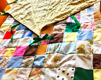 Vintage Patchwork Quilt Burial Shroud: Extra Long Funeral Shroud with Pillow & Keepsake Pouch