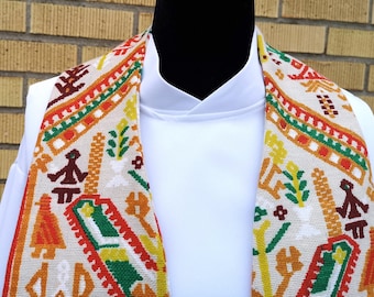 Estola clerical de tecido retrô: design abstrato reciclado