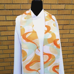 Retro Upcycled Clergy Stole: Orange, White & Green Liturgical Vestment