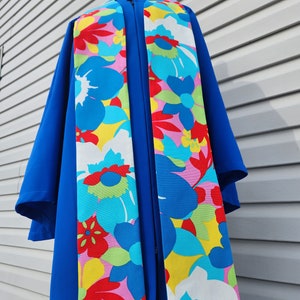 Bright tropical clergy stole with vintage colored flowers for wedding, Easter, summer service, outdoor service or children's ministry