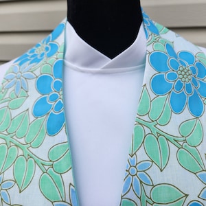 Pastel floral blue and white clergy stole created from vintage fabric for Methodist, United, Episcopal, Lutheran, Anglican, Catholic, MCC