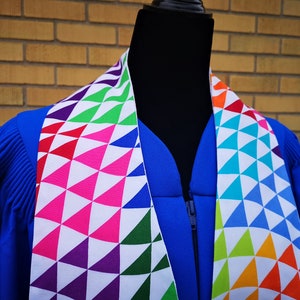 Rainbow Clergy Stole, Geometric Multicolor Design, Wedding Officiant Stole