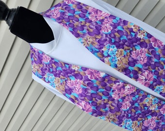 Retro purple clergy stole sewn from floral vintage fabric for pastor, priest, wedding officiant, chaplain, or minister