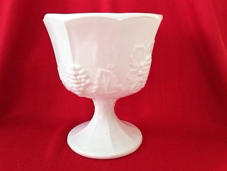 Vintage Milk Glass Compote Pedestal Bowl or Vase Etsy