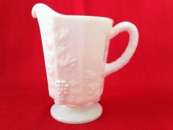 Vintage Westmoreland Milk Glass Grape Leaf Creamer