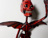 Mexican devil, paper sculpture, papier maché, cartonería, mexican skulls, mexican traditional,paper mache, papercraft,metallic wire interior