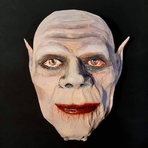 Dekoracyjna głowa wampira na ścianę, fałszywa wypychanie, rzeźba papierowa, papier mache, Nosferatu
