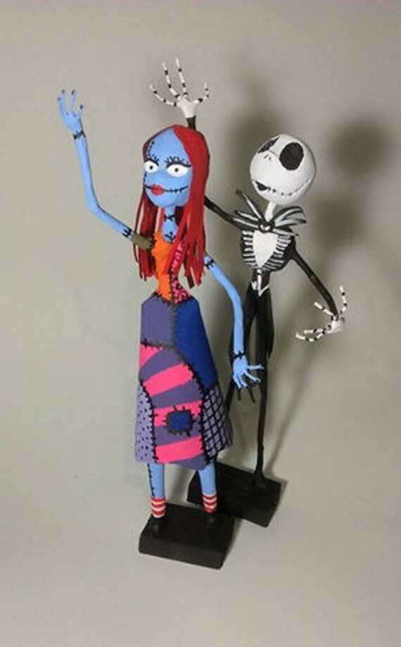 Jack Skellington And Sally Figure Paper Sculpture Paper Etsy