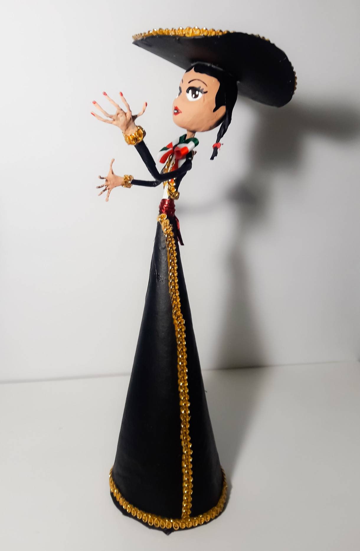 Mexican Doll, mariachi girl Papercraft, papier mache, paper sculpture