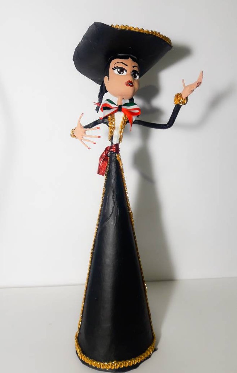 Mexican Doll Mariachi Girl Papercraft Papier Mache Paper Etsy