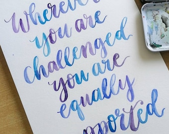 Arte de caligrafia em aquarela, letras para download digital, citações inspiradoras