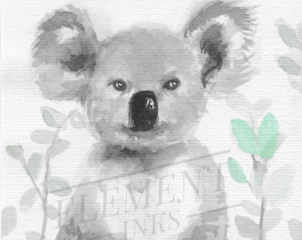 Pintura em aquarela de coala para caridade - download digital