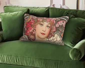Mucha Pillow Art Nouveau Neoclassical Designer Deluxe