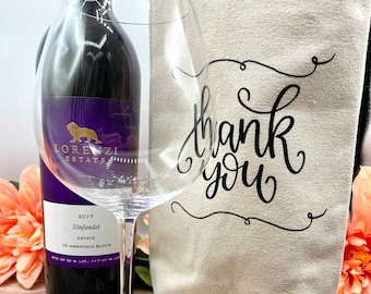 Thank You Wine Bag: Cotton Canvas Gift Tote