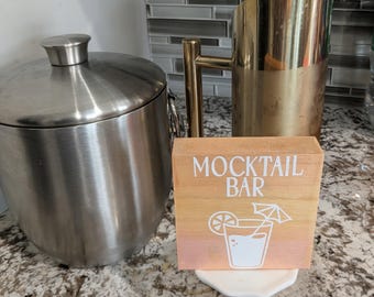 Handmade Wooden Mocktail Bar Sign | Party Decor for Showers, Weddings, Summer Events