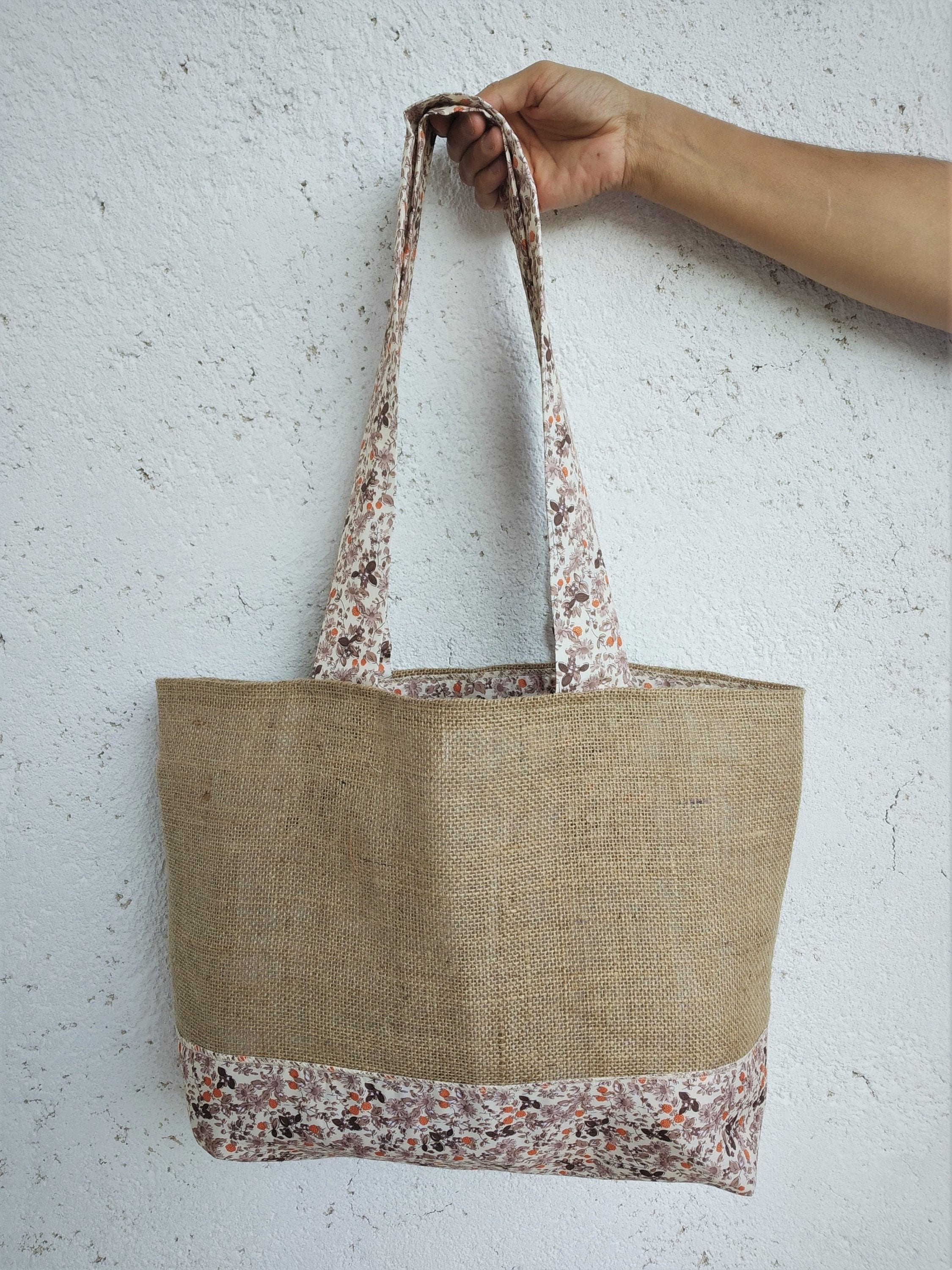 Hessian Fabric Tote Bag Natural Hessian Bag Jute Market Bag Etsy