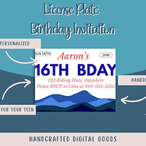 License Plate Birthday Invitation  - DIY Template