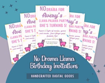 Llama Pajama Party Invitation - Personalized For You (We Edit It!)
