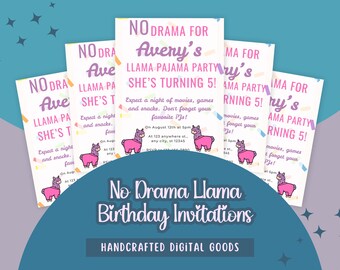 Llama Pajama Party Invitation - DIY Template