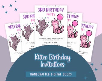 Kitten Birthday Invitation - DIY Template