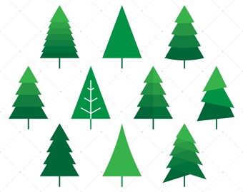 Modern Xmas Trees, Clip Art, Christmas Trees, Minimalist Geometric, Evergreen Trees, Seasons Greetings, Ombre Gradient, Winter DIY