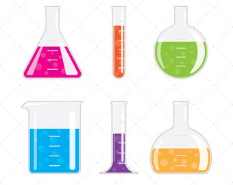 Chemistry Set, Clip Art, Test Tubes, Erlenmeyer Flask, Bubbling Liquid, Science Lab, Round Flask, Measuring Beaker, Science Experiment