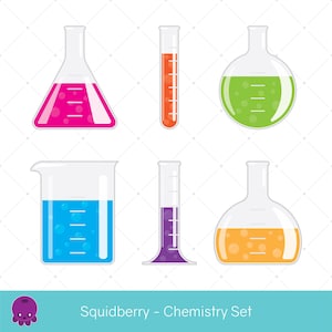 Chemistry Set, Clip Art, Test Tubes, Erlenmeyer Flask, Bubbling Liquid, Science Lab, Round Flask, Measuring Beaker, Science Experiment