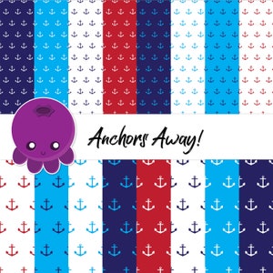 Anker Weg, Scrapbook Papier, Digitales Papier, Maritime Kunst, Strandurlaub, Schiffsanker, Meeresgrafik, Ozeanfahrt, Marineblau, Yachtreise