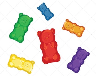 Gummy Bears, Clip Art, Candy Scrapbook, Kid's Party, Realistic Illustration, Gummy Sweets, Candy Party, Collage Crafts, Fruit Gummies