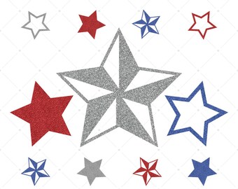 Star Spangled, Clip Art, Glitter Graphics, Red White and Blue, Fourth of July, Independence Day, Patriotic Scrapbook, United States