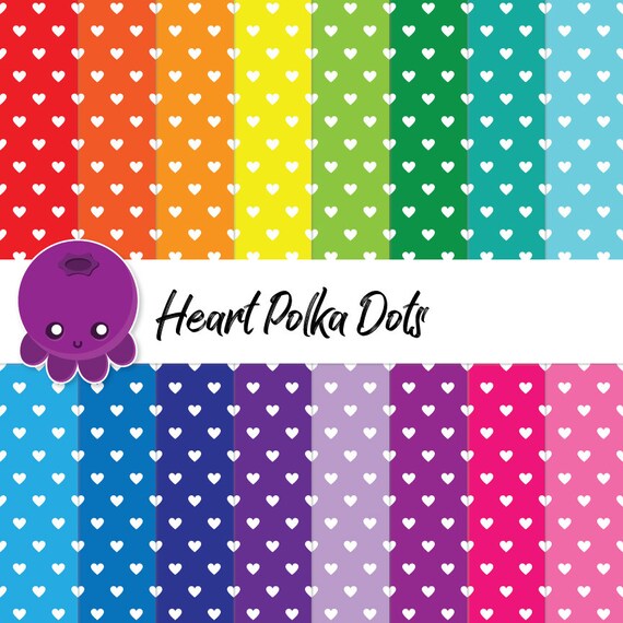 Download Heart Polka Dots Scrapbook Paper Mini Hearts Digital Paper Etsy