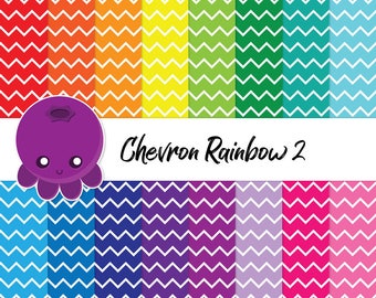 Chevron Rainbow 2, Digital Paper, Scrapbook Paper, Zig Zag Pattern, DIY Background, Printable Design, Digital Scrapbooking, Rainbow Pattern