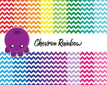 Chevron Rainbow, Scrapbook Paper, Zig Zag Pattern, Printable DIY, Background Pattern, Chevron Design, Commercial Use Art, Instant Download