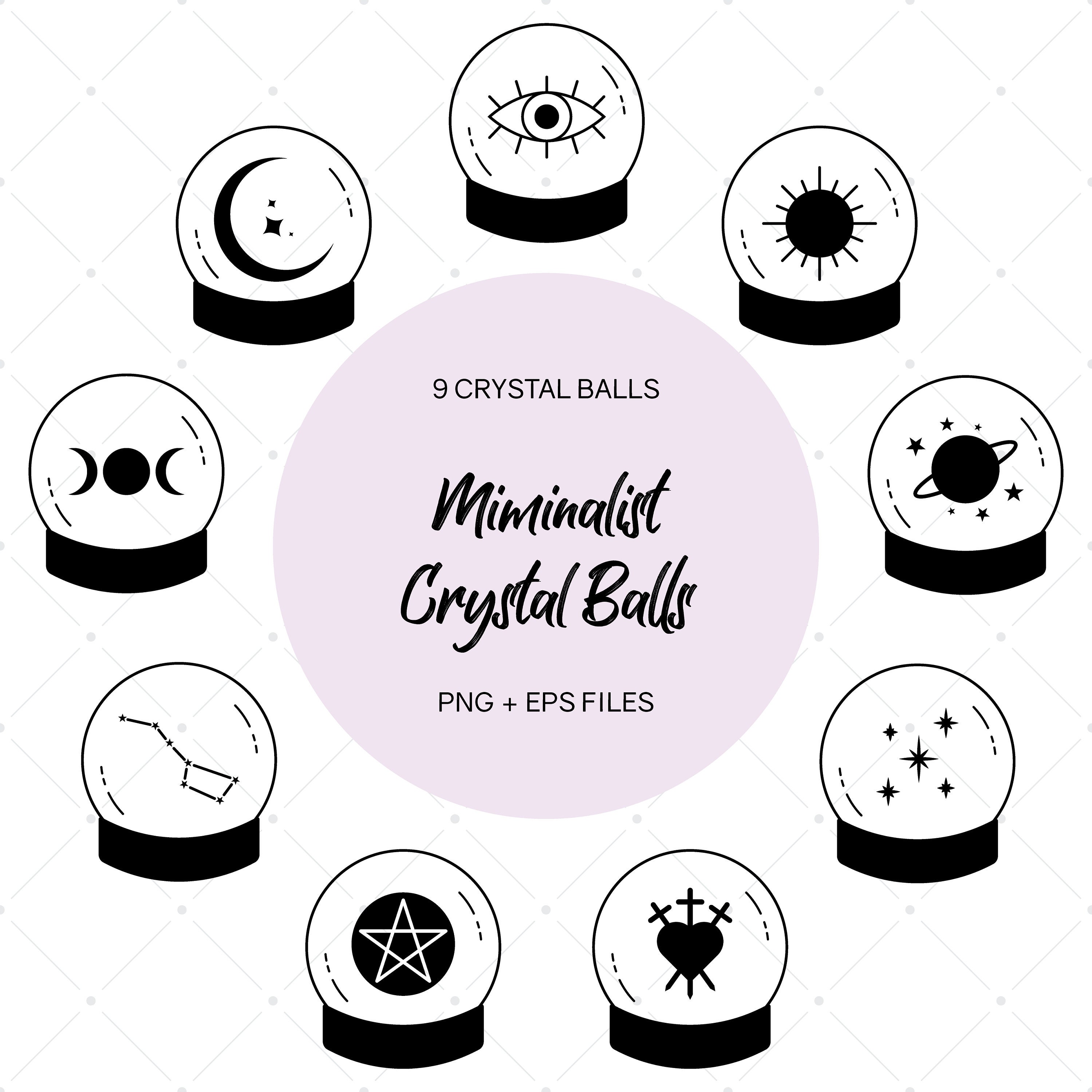 Crystal Ball Clip Art Modern Line Art Witchcraft Symbols Etsy
