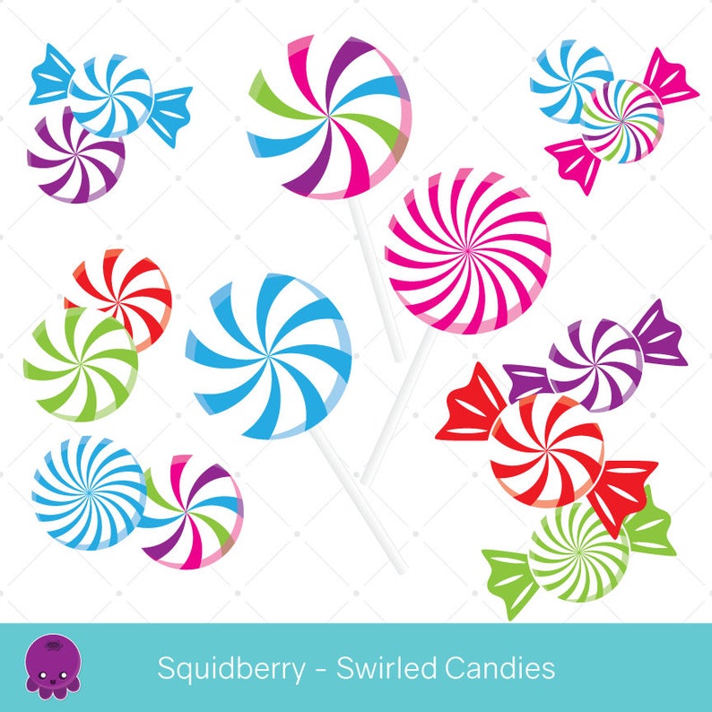 Swirled Candies, Clip Art, Peppermint Candy, Scrapbook Graphics, Rainbow Lollipop, Hard Candy, Swirl Mints, Carnival Candy, Decoden Art image 1