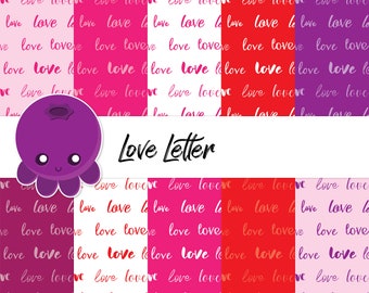 Love Letter, Digital Paper, Seamless Pattern, Calligraphy Text, Valentine's Day, Scrapbook Paper, Romantic Love, Anniversary Gift