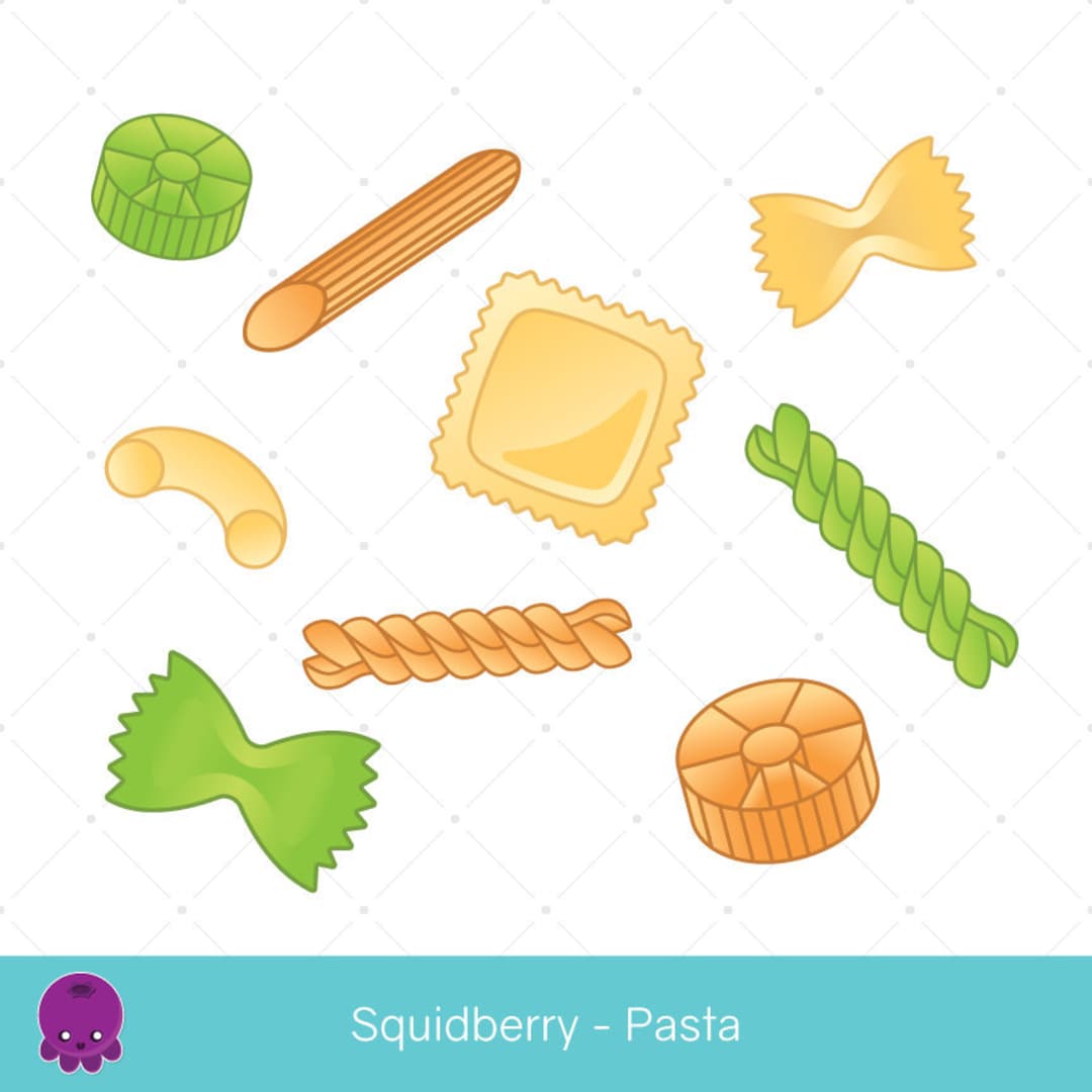 Pasta Clip Art, Pasta Noodles, Wagon Wheels, Farfalle Bow Tie, Tri