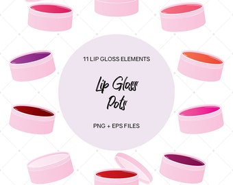 Lip Gloss Pots, Clip Art, Lip Balm, Graphic Design, Beauty Product, Cosmetics, Liquid Lipstick, Fashion Scrapbook, Spa Art, Makeup Artist