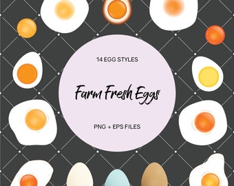 Farm Fresh Eggs, Digital Clip Art, Poached Egg, Hard Boiled, Ramen Soy Sauce, Egg Yolk, Blue Brown Egg, Fried Eggs, Diner Graphics, Food Art