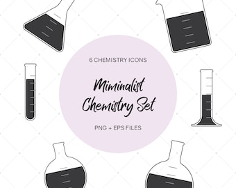 Minimalist Chemistry, Clip Art, Vector EPS, Test Tube, Home School, Science Class, Classroom Decor, Chemistry Homework, Modern Flat