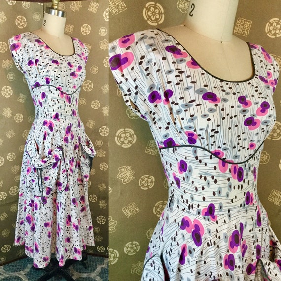 1950s Novelty Print Cotton Dress