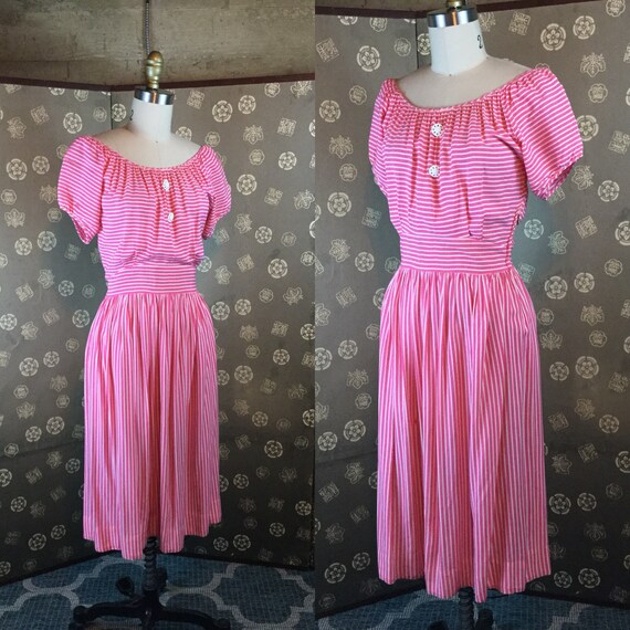 1940 Striped Peasant Dress