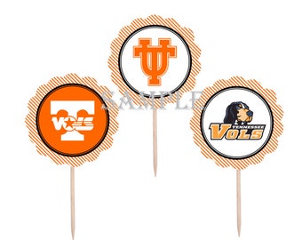 College Cupcake Toppers | University of Tennessee Vols | 12 Food Toppers \ Football Games | Graduation Party