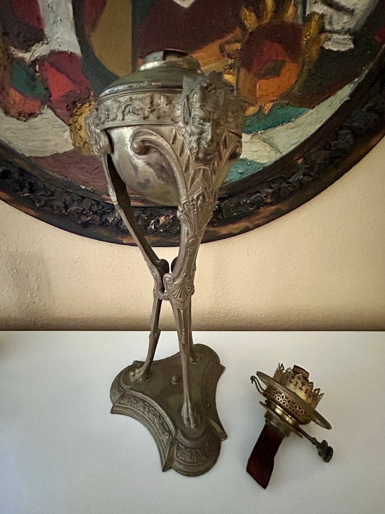 Incredible Antique Art Deco Gargoyle Oil Lamp Gothic Victorian Youngs ...